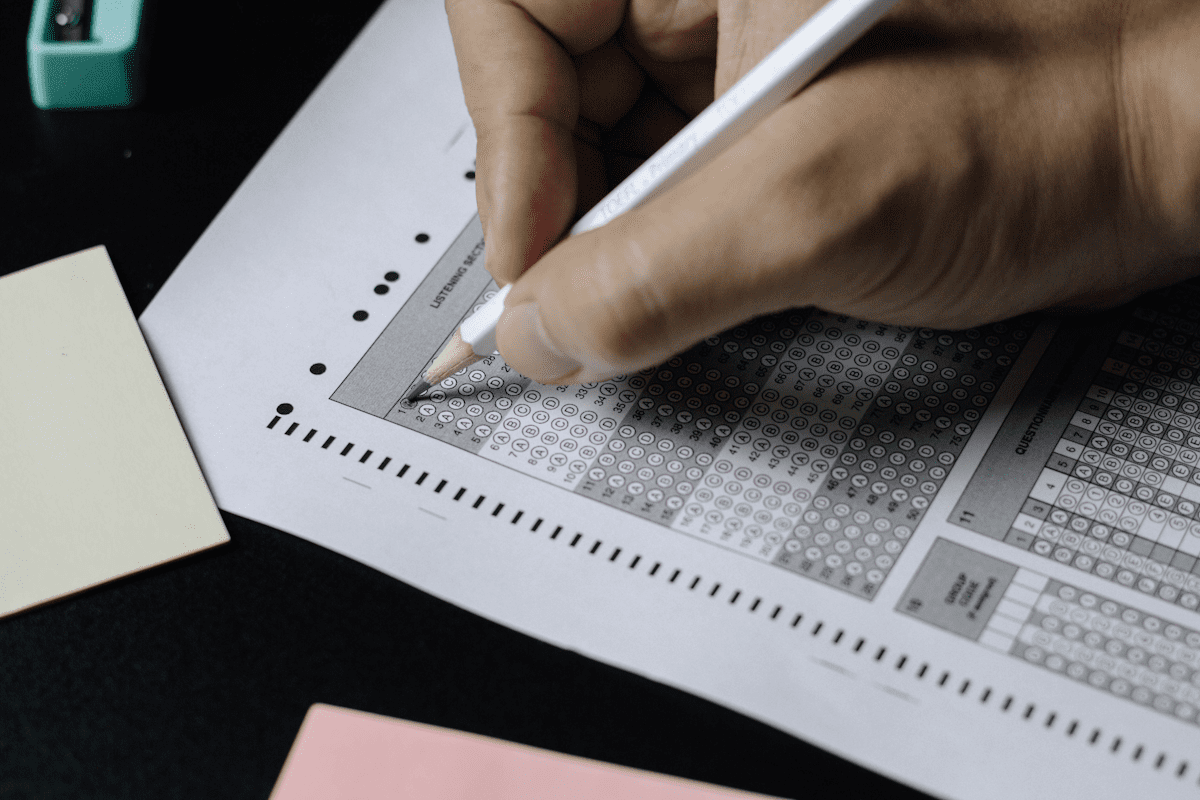Indian board exam answer sheet and pen